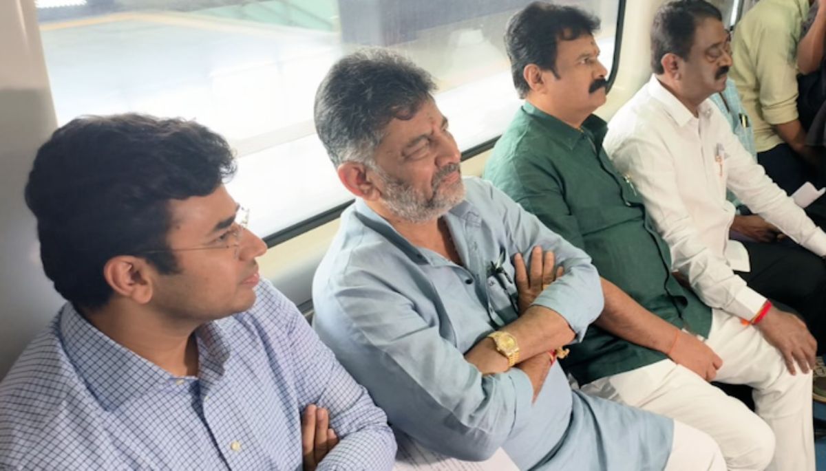 Bengaluru: DCM DK Shivakumar, MP Tejasvi Surya travel on Nagasandra-Madavara metro, opens tomorrow (WATCH)