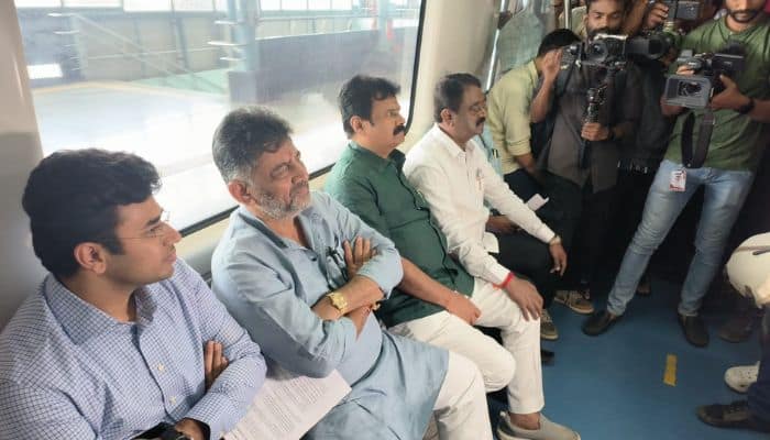 Bengaluru DCM DK Shivakumar MP Tejasvi Surya travel on Nagasandra-Madavara metro opens tomorrow WATCH vkp