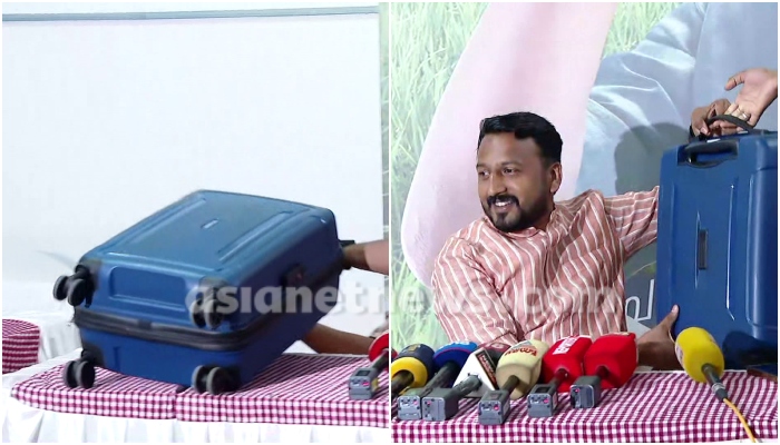 rahul mankoottathil Press meet with blue trolley bag palakkad hotel raid latest updates 