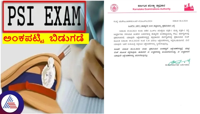 Karnataka PSI 402 Examination score list 2024 25 release by KEA sat