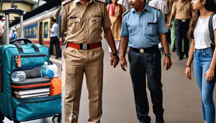 Father and daughter came to the chennai railway station with a suitcase mrq