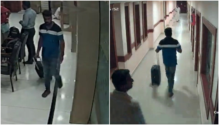 CCTV footage of Palakkad kpm hotel released, KSU leader with trolley bag in palakkad