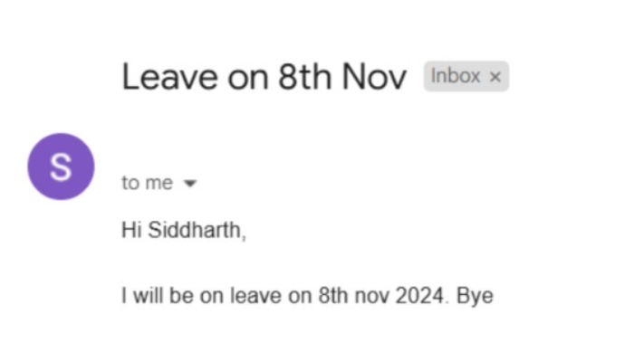 I will be on Leave bye A leave application that has gone viral on social media 