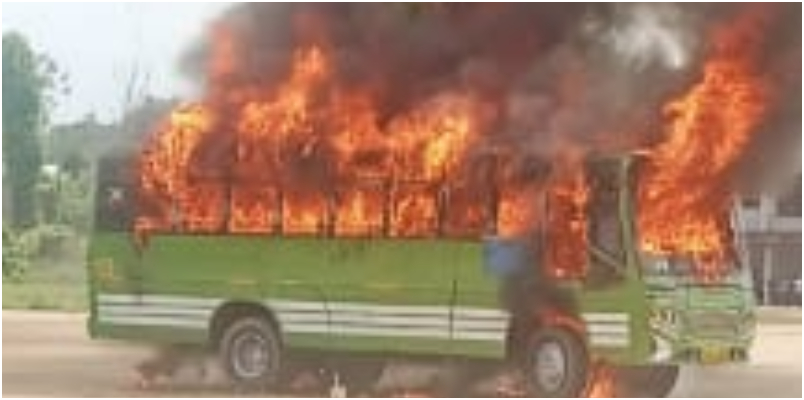 Kerala driving test latest news bus caught fire in Alappuzha during the driving test