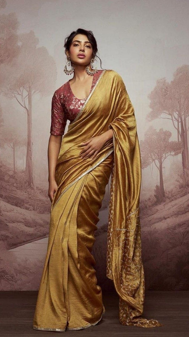 Simple Saree look Inspired by Samantha Ruth Prabhu mma