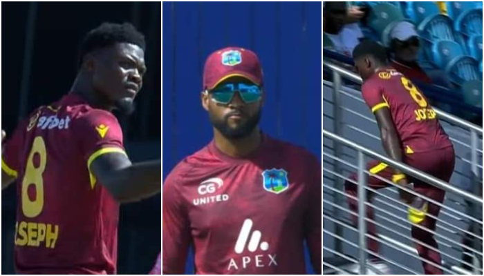 watch video west indies cricketer alzarri joseph not happy with shai hope