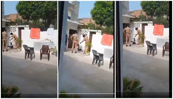 UP cop mercilessly thrashes man with belt, removed from post after video goes viral (WATCH) shk