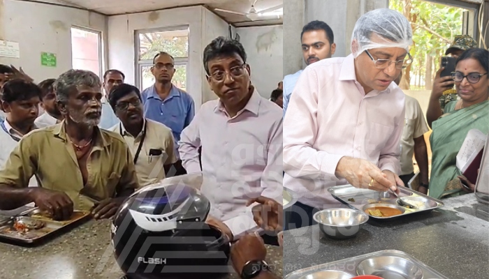 BBMP Chief Commissioner Tushar Girinath ate Indira Canteen meal in Bengaluru sat