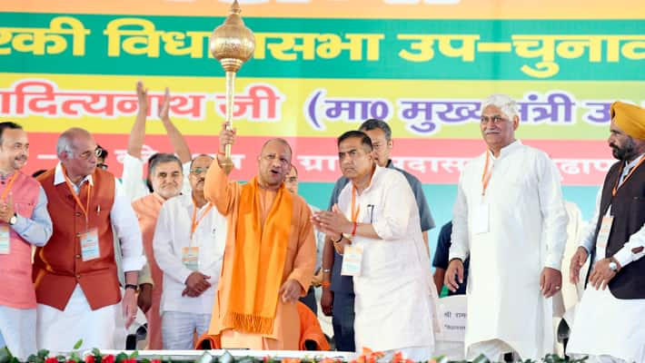 UP CM Yogi Adityanath campaigns for NDA BJP candidates in Mirapur Kundarki Ghaziabad byelections AKP