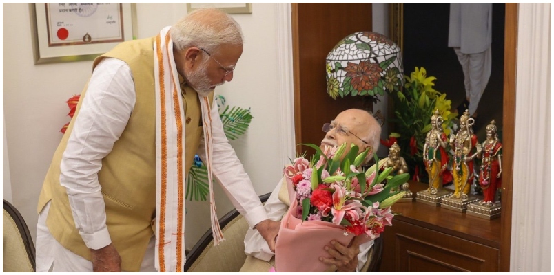 PM Modi meets LK Advani on his 97th birthday extends birthday wishes