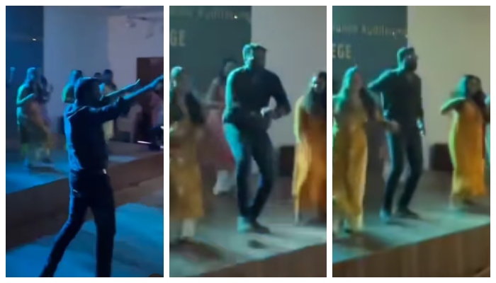 Video of teacher dancing with students on Freshers Day goes viral