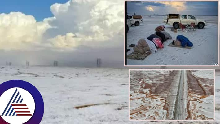 Saudi Arabia desert sees rare snowfall netizens say climate is really changing not good sign suc