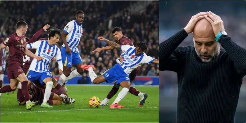 Manchester city defeated by Brighton 2-1  