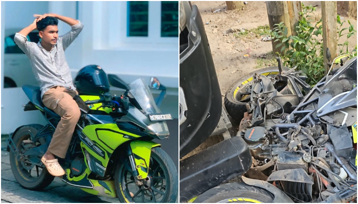 bike and lorry accident young man death kannur iritty 