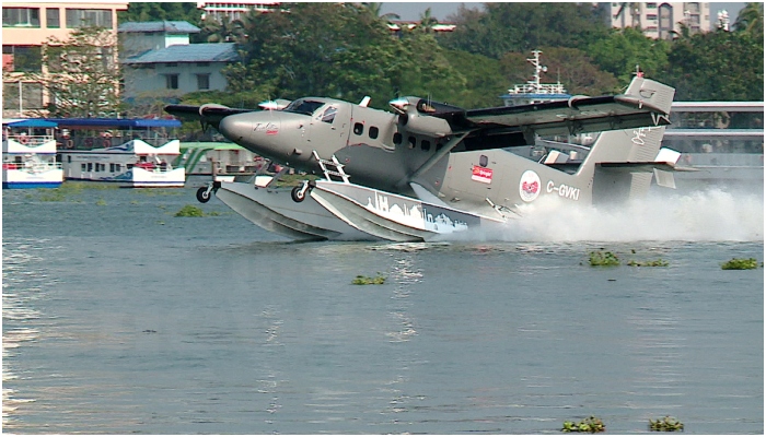 Kerala first seaplane successfully lands in Kochi 