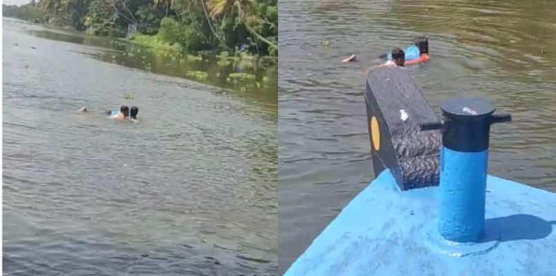 man working at boat rescued a young man who jumped from the bridge into the lake