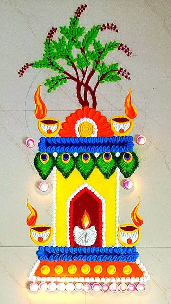 Tulsi Vivah Rangoli Designs for Dev Uthani Ekadashi anr