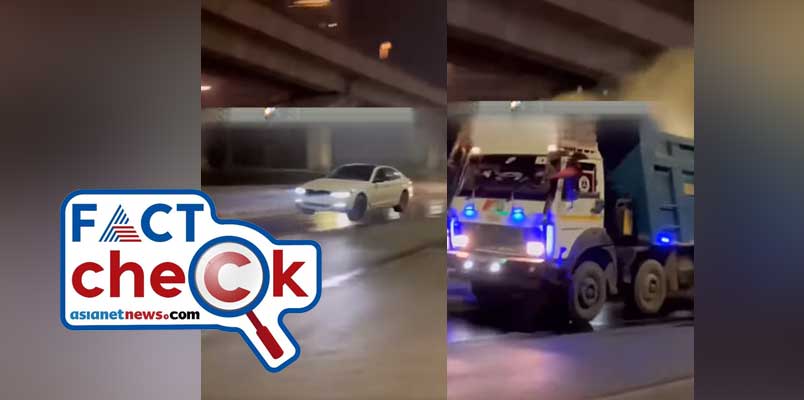 Viral video of car trucks flying out of control not from Kochi Fact Check 