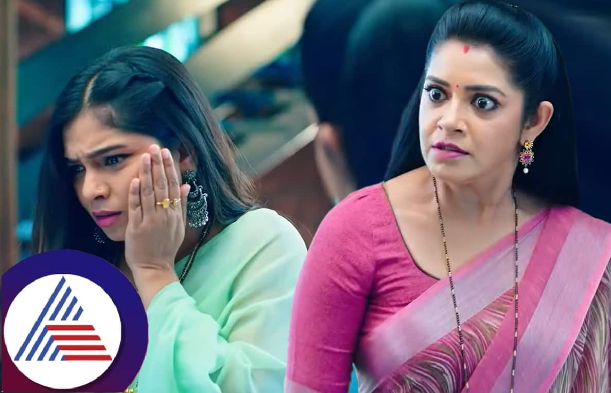 Bhoomika slaps Apeksha for insulting father in Amruthadhare serial pav