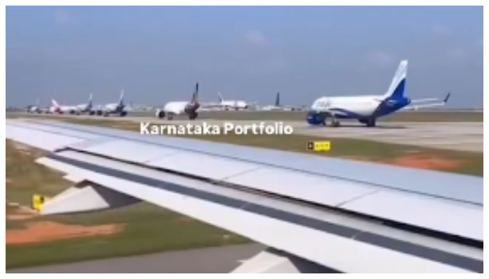 Bengaluru airport runway traffic jam video viral in social media 