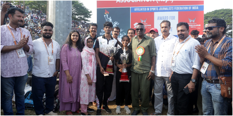 Kerala Sports Journalist Association Award to Mohammad Ashfaq and Ivana Tomi