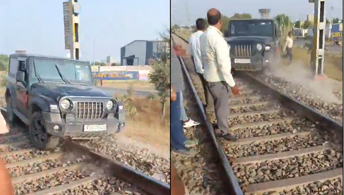 Drunk Man arrested after driving thar car on railway track Jaipur ckm