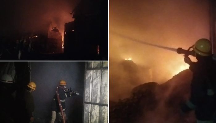 Late night fire ravages plastic factory in Bengaluru Nayandahalli firefighters battle blaze vkp