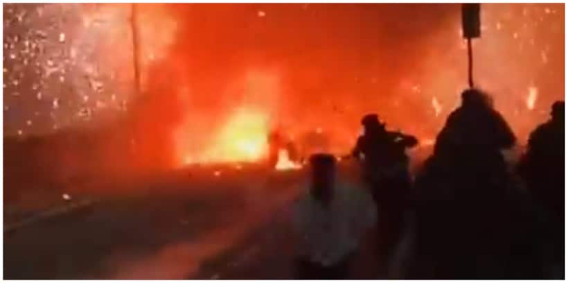 Maharashtra: Narrow escape for pregnant woman as ambulance bursts into flames (WATCH)