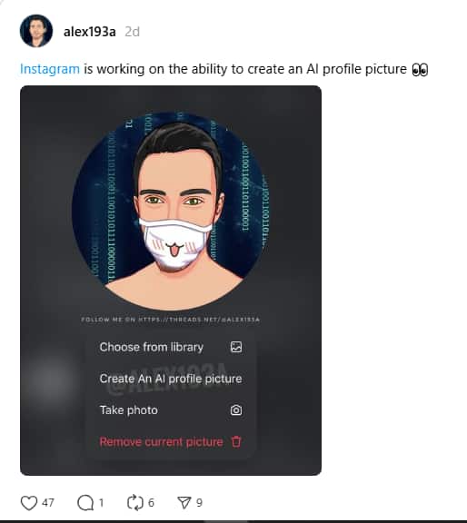 Instagram is working on the ability to create an AI profile picture