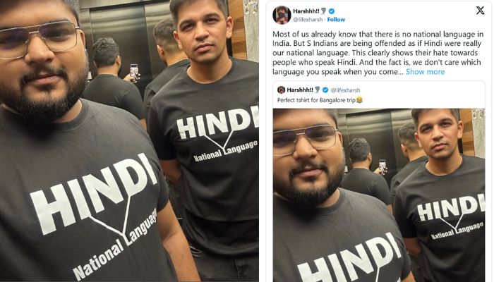 Hindi national language X user posts photo caption perfect T shirt for Bangalore trip go viral vkp