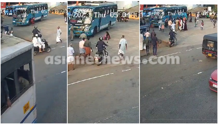 cctv video of bus hitting a young lady in mavoor bus stand 