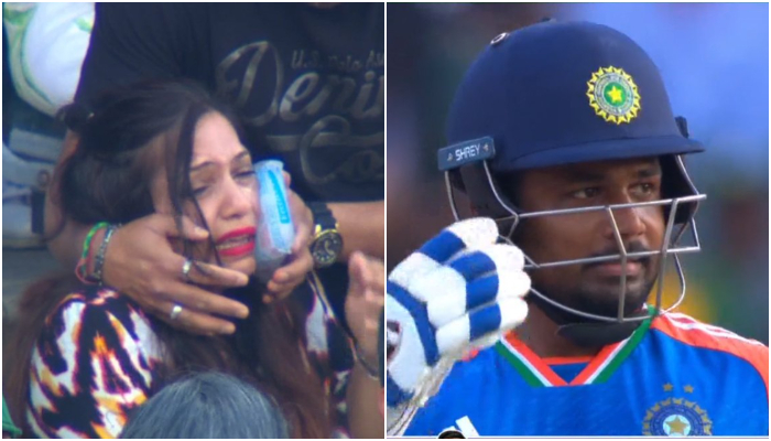 sanju samson hit six and young lady injured while watching