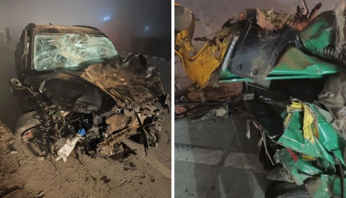 vehicles collided in heavy fog leading to death of seven people including newly wed couple coming home