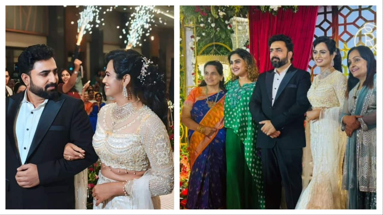 Ramya Pandian And Lovel Dhawan wedding reception photos mma