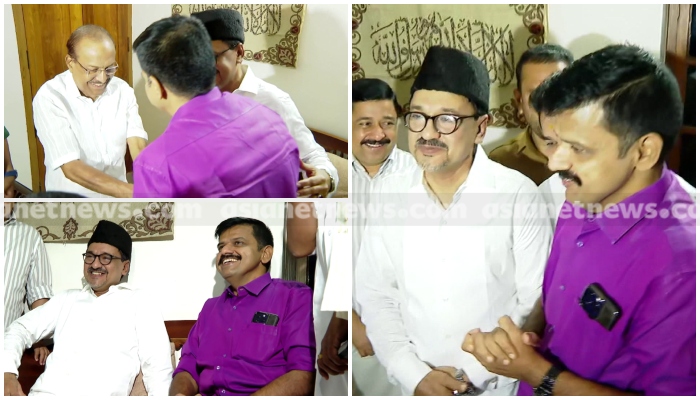 Sandeep Warrier Visiting Panakkad Thangal Muslim league leaders in Malappuram after joining congress