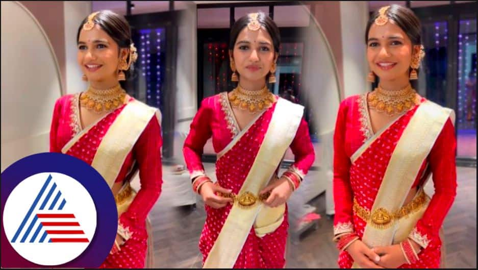 Pavithra Gowda daughter Kushi flaunts her pink saree with traditional makeover vcs