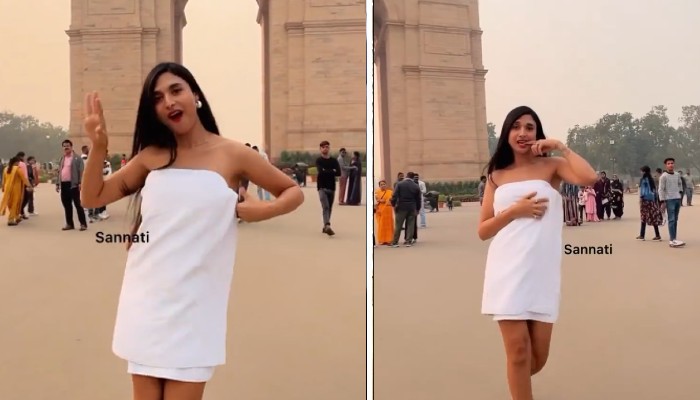 Woman dances in towel in front of India Gate amid Delhi's pollution crisis, internet dubs act shameful (WATCH) snt