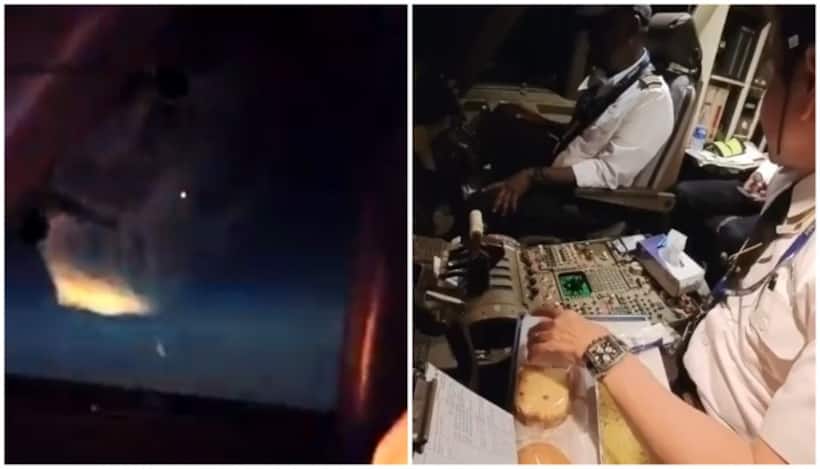 'Multiple UFOs' dancing': Pilots capture breathtaking footage of lit up sky from jet flying over Egypt (WATCH)
