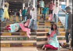 Elderly man rushes to save woman falling from stairs at railway station. But there's a twist (WATCH) shk