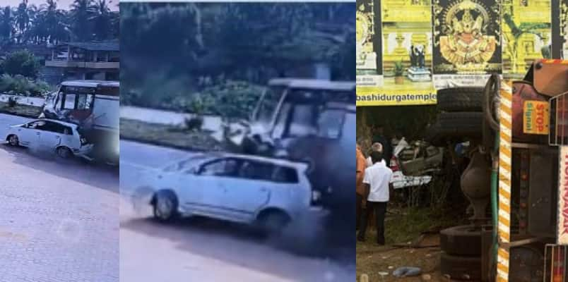 Seven malayalees including three woman injured as insulator truck crashes into Innova car in Kundapur