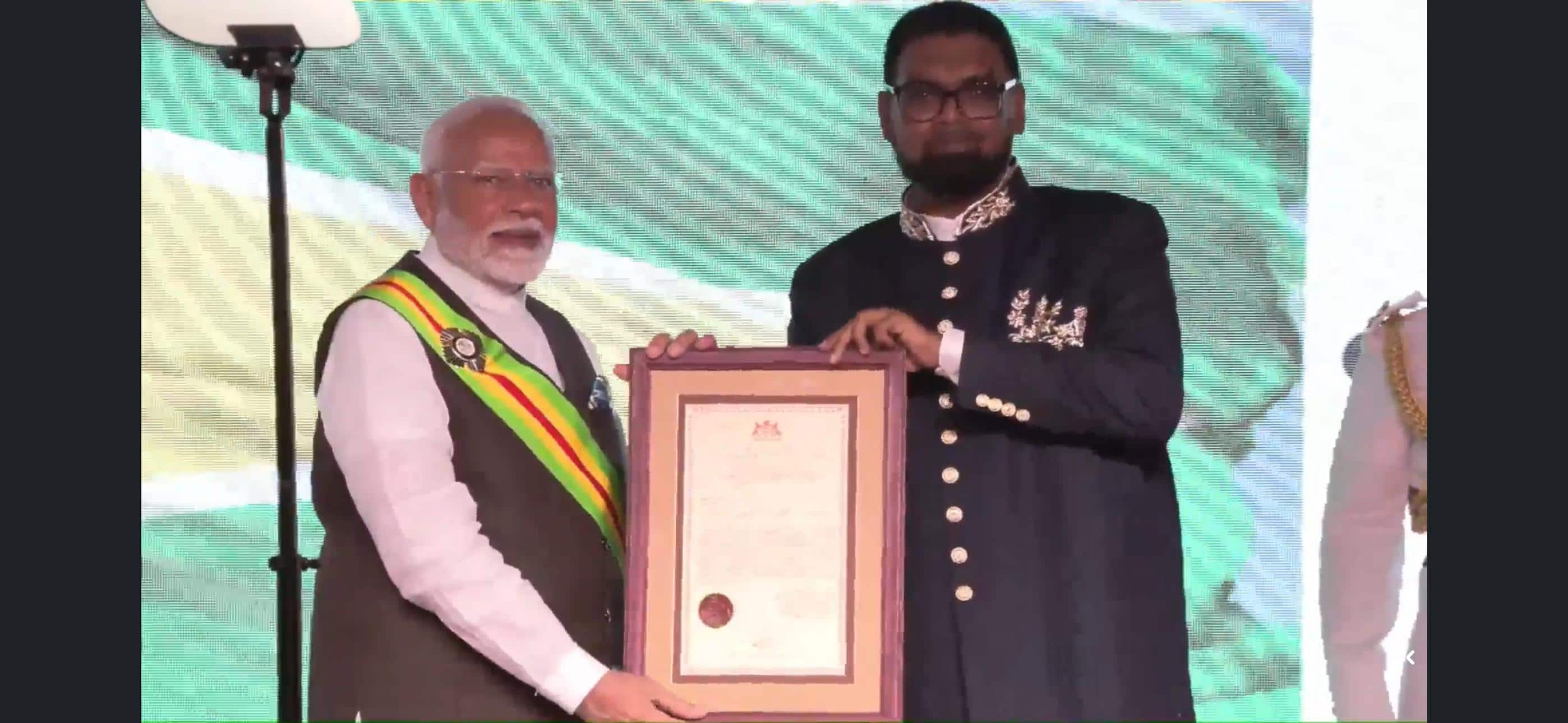 PM Modi awarded Guyana's highest civilian honour; Participates in 'ek ped ma ke naam' initiative vkp