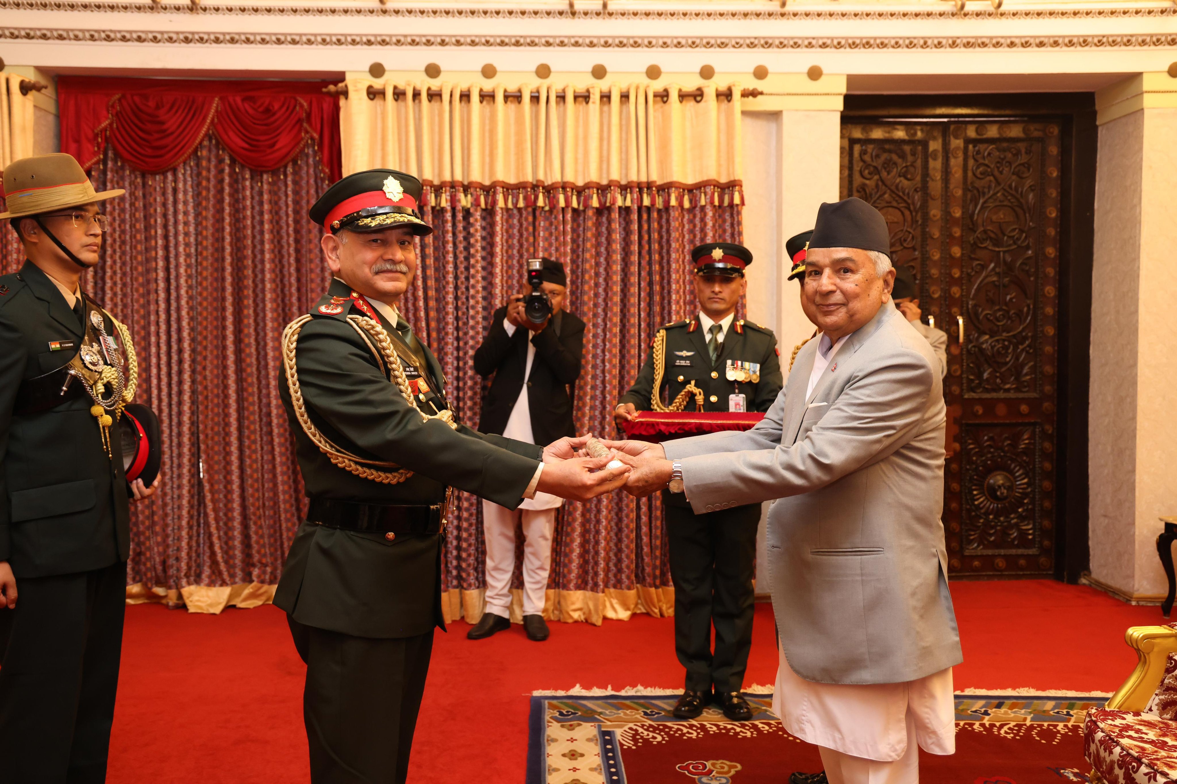 BREAKING: Indian Army chief conferred Honorary General rank by Nepal President Paudel; see PICS shk