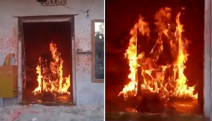 Telangana Fire engulfs Amareswara Swamy Temple, priest alleges deliberate act (WATCH) AJR