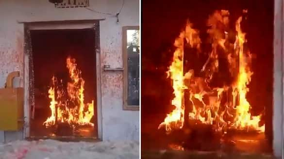 Telangana Fire engulfs Amareswara Swamy Temple, priest alleges deliberate act (WATCH) AJR