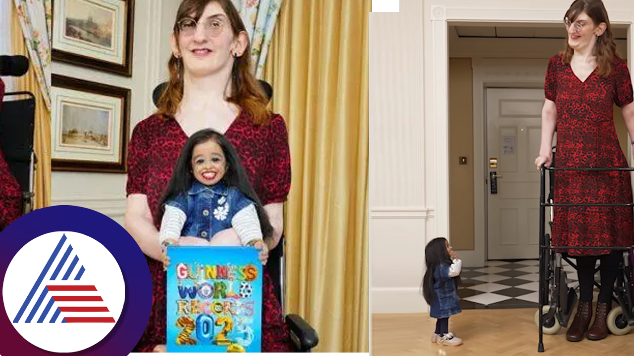 Worlds smallest woman from India meets worlds tallest from Turkey for the first time ever Watch viral video  suc 