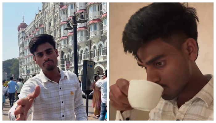 video of a Middle Class Man Enjoys Tea At Mumbai s Iconic Taj Hotel goes viral 