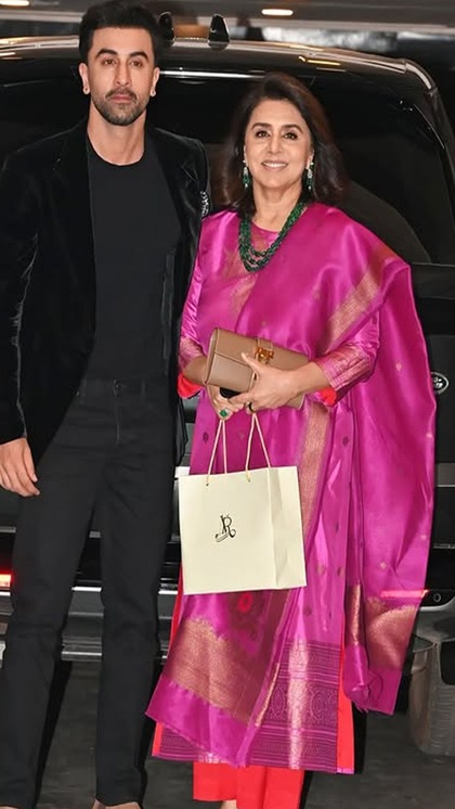 Neetu Singh looks elegant in pink at her nephew's roka ceremony.