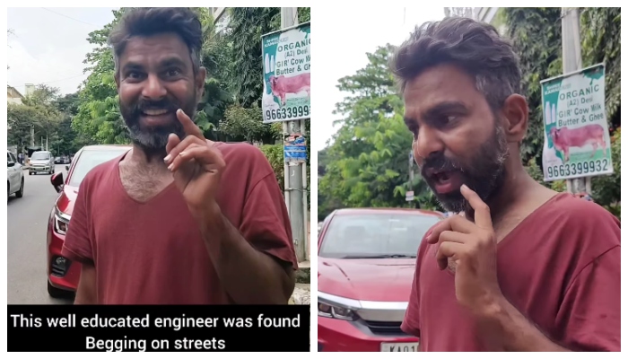 video of a man begging in bengaluru street who once an engineer in germany goes viral