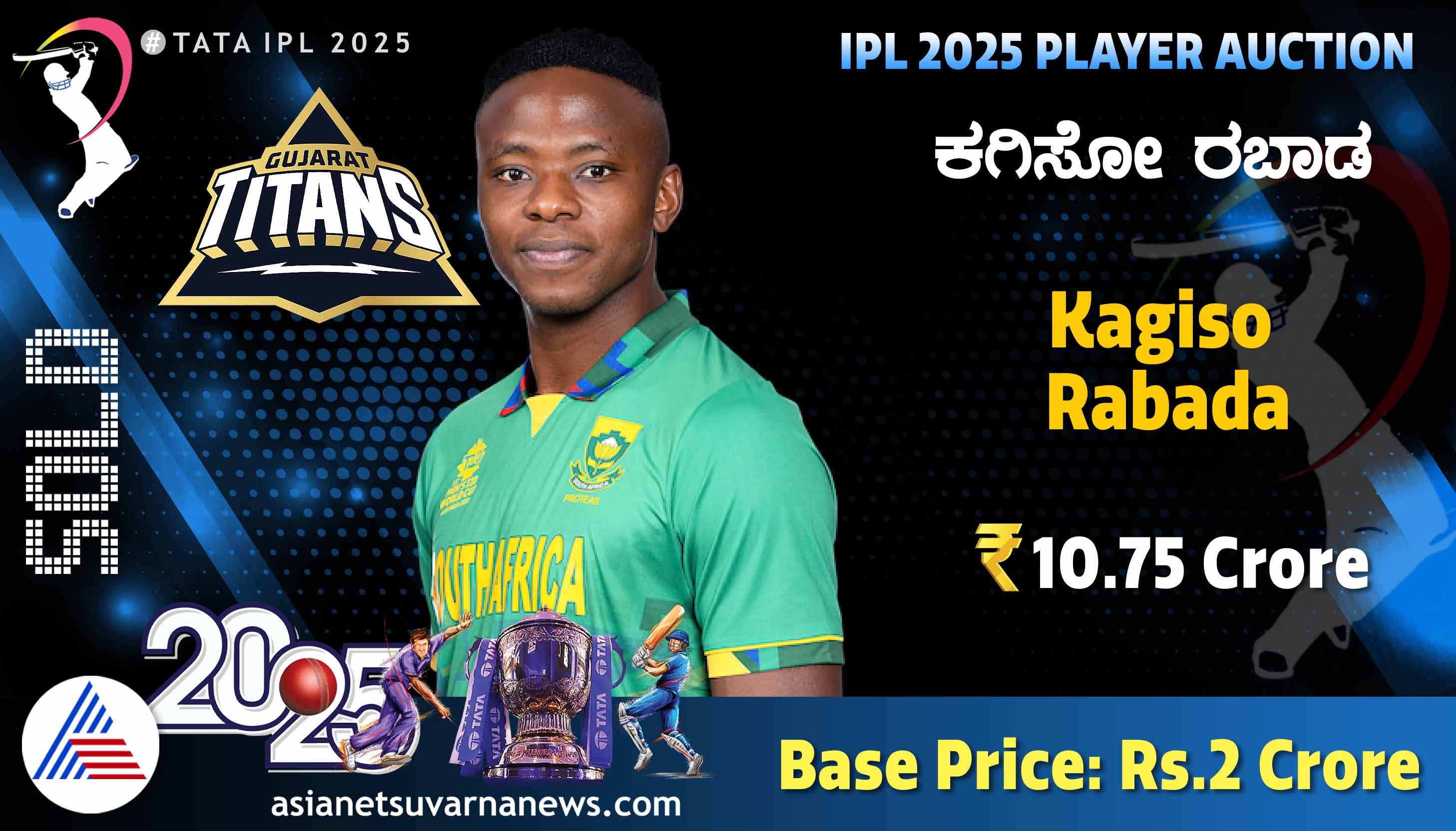 IPL Auction 2024 Kagiso rabada sold rs 10 75 crore to Gujarat Titans ckm