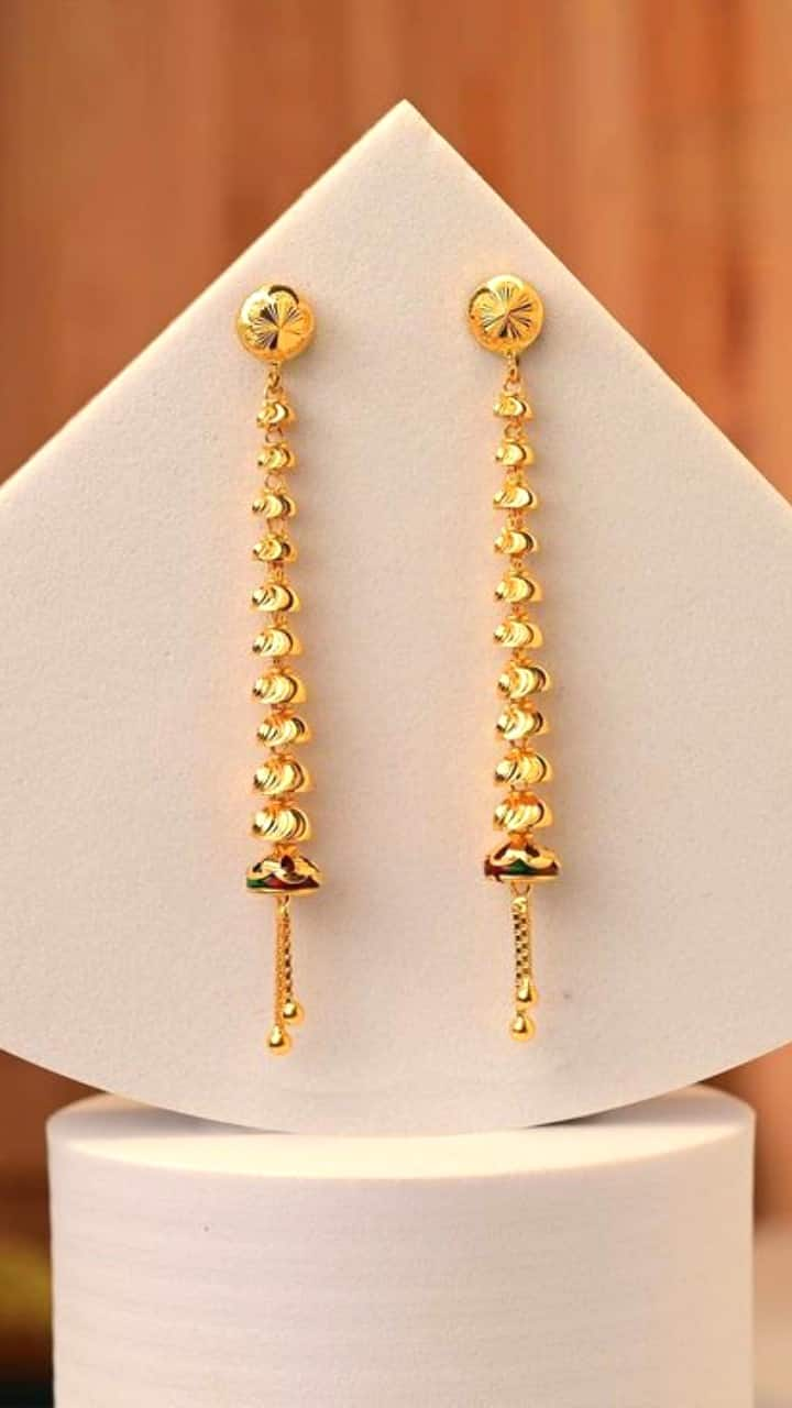 simple and latest Collection Gold Hanging Earrings